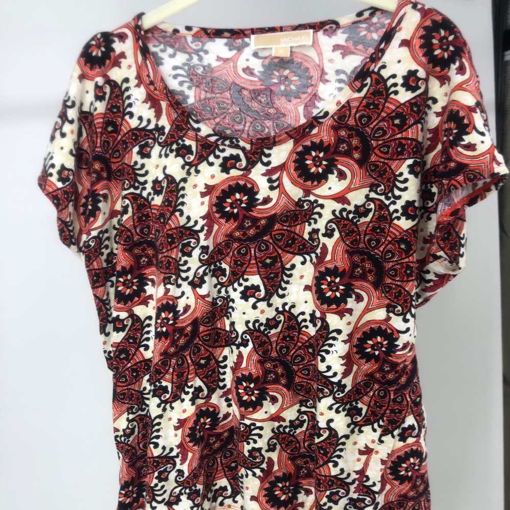 MICHEAL KORS SHORT SLEEVE  PAISLEY PRINT SHIRT XL
